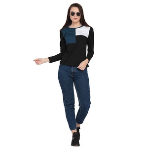 Alta calidad al por mayor en blanco mujeres camisetas de manga larga personalizada cuello redondo Camiseta Unisex 100% algodón mujeres Camiseta de manga larga - Product Image 5