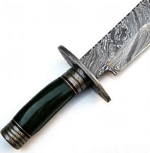 Cuchillo Utilitario de Acero de Damasco Hecho a Mano con Mango de Resina Verde y Hoja Fija - Product Image 4