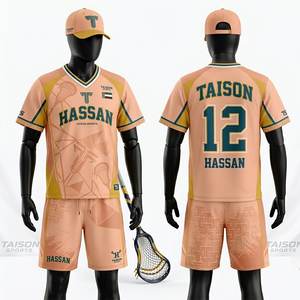 Uniforme de Lacrosse para Hombre, Poliéster Premium, Panel de Malla Transpirable, Amarillo Durazno, Sublimación, Nombre y Número Personalizados - Product Image 6