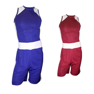 Ensemble de boxe rouge et blanc en polyester, débardeur et short, vêtements d'entraînement toutes saisons, coupe confortable - Product Image 4