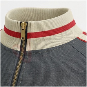 Ensemble de survêtement gris pour homme, manches longues, col montant, fermeture éclair sur le devant, rayé, respirant, coupe classique, vêtements d'automne - Product Image 4