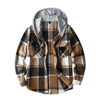 Veste en flanelle à capuche pour homme de haute qualité, coupe-vent, écologique, streetwear, épaisseur standard, fermeture éclair décontractée, motif à carreaux