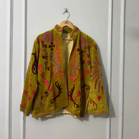 Veste bomber en tricot pour femme style bohème, brodée à la main, en velours de coton Suzani, matelassée, respirante, réversible, vintage