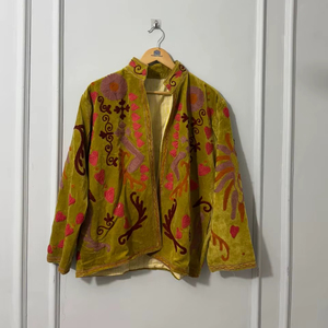 Chaqueta Bomber Estilo Boho para Mujer, Bordada a Mano, de Algodón Sujani, Acolchada de Terciopelo, Estilo Étnico Vintage, Venta al Por Mayor, Artesanal - Product Image 1