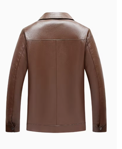 TRIBON SPORTS Men's Brown Cowhide <b>Leather</b> Bomber <b>Jacket</b> Stand Collar Zipper Closure Regular Fit Breathable Casual <b>Winter</b> Premium - Product Image 3