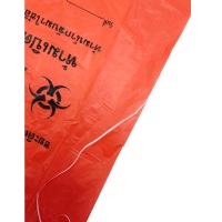 Bolsa de Residuos Biológicos Desechable Personalizable, Impresa en Huecograbado, de HDPE, Color Rojo, con Cordón de PP, para Hospital, Nueva Era