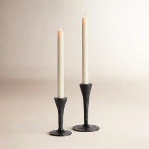 Magnifique ensemble de 2 bougeoirs en aluminium noir, élégant support à bougies, centre de table pour la décoration de la maison, mariage, à bas prix - Product Image 1