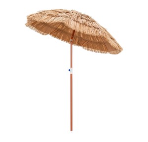 Sombrilla de Hojas de Palma Tropicales con Poste de Bambú Rústico - Toldo Hawaiano Inclinable Giratorio para Suministro en Resorts de Verano - Product Image 1