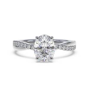 แหวนหมั้นทรงวงรีและทรงกลม Infinity ประดับเพชรเพาะเลี้ยง 0.75 กะรัต ตัวเรือนทอง 18K และแพลตตินัม - Product Image 3