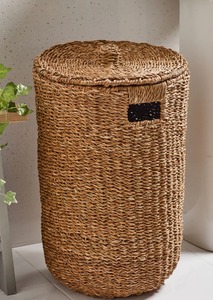 Panier à linge rond en jonc de mer, fait main, panier de rangement, vente en gros, écologique, fabriqué au Vietnam - Product Image 3