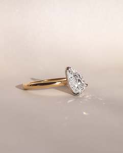 VVS Diam Unique S925 Sterling Silver Pear Cut Moissanite Engagement <b>Ring</b> Minimalist <b>Plain</b> Band Solitaire Bridal Fine Jewelry - Product Image 6
