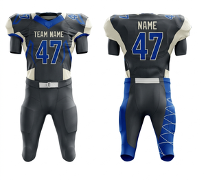 American Football Uniform Men Black Blue <b>White</b> Sublimated Fitted Moisture Wicking Polyester Short Sleeve V-Neck All Seasons - Product Image 3