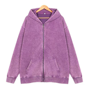 Sweat-shirt à capuche zippé tendance pour homme 2026, couleur unie, avec logo personnalisé, poche kangourou, en polaire, pour l'automne - Product Image 6