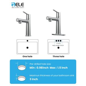 Robinet de salle de bains chromé à poignée unique 1 3 trous Mode de débit de fontaine Robinet d'évier de vanité de blanchisserie à montage sur pont deux en un 9/16 \ "tuyaux" - Product Image 6