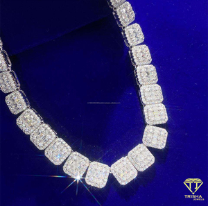 Collier élégant en argent sterling 925 avec diamants de laboratoire sertis à griffes et style de bijoux de luxe - Product Image 1