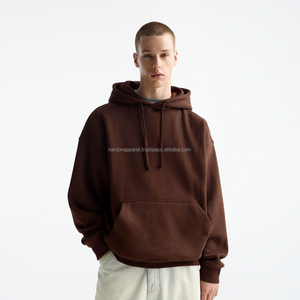Nardon Apparel 380 500 Gsm Cotton Blank Plain Cropped Hoodie <b>Pullover</b> <b>Men</b> Custom Dtf Printing Streetwear Heavyweight Hoodies - Product Image 3
