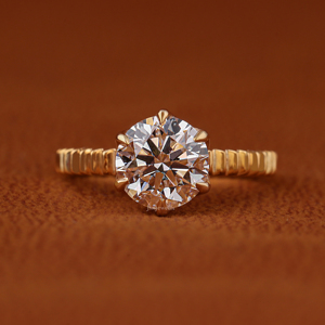 Bague de fiançailles solitaire en or 14K 18K avec diamant de laboratoire rond de 3 carats, sertie à griffes, pour femme, certifiée IGI VS1 VVS, tendance - Product Image 1