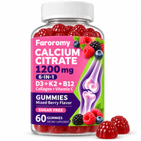 Gummies de Calcium Citrate OEM 1200mg Sans Sucre pour Adultes, Vitamines D3 K2 B12 pour la Santé Osseuse, 60 Comprimés, Saveur Baies Mixtes, Complément Alimentaire à Croquer