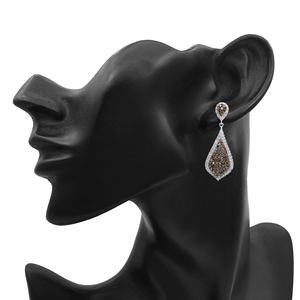 2.69 Cttw Round Cut Natural White & Blue Diamond Drop Dangle <b>Earrings</b> for Womens in 925 Sterling Silver, Prong Set Screw <b>Back</b> - Product Image 3