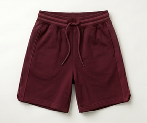 Pantalones Cortos Bermuda para Hombre, Color Borgoña, 100% Algodón, Tejido Sólido, Cintura Media con Cordón, Casuales, Transpirables, con Bolsillos, Corte Regular - Product Image 1