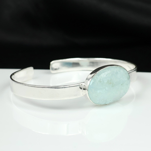 Top Selling Aqua Crackle Glass <b>Bracelet</b> 925 Sterling <b>Silver</b> Plated Adjustable <b>Cuff</b> <b>Bracelet</b> for Women Handmade Fashion Jewelry - Product Image 2