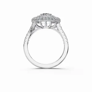 Bague de fiançailles en diamant de laboratoire rond et halo, 141 pièces, or de luxe, pour femme, anniversaire de mariage - Product Image 3