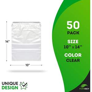 Sacs à chaussures transparents avec cordon de serrage 10'' x 14'' – Lot de 50 sacs de rangement de voyage en plastique imperméable de 2 mil - Product Image 2