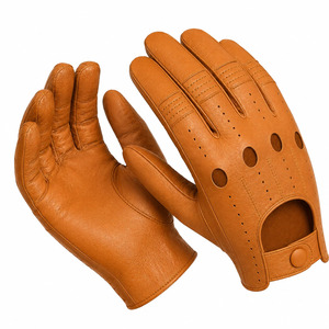 Speed One Sports Unisex Genuine Lambskin Leather <b>Driving</b> <b>Gloves</b> with Hand Grips Classic Vintage Style All Seasons - Product Image 2