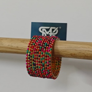 Juego de Brazaletes de Vidrio con Cuentas Multicolores de Primera Calidad, Hechos a Mano, Tradicionales, Étnicos, Indios, para Novias, Bodas, Fiestas, Joyería para Mujer - Product Image 4