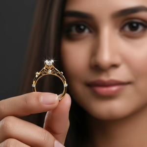 Anillo de Boda Vintage de Diamantes para Mujer, Oro de Alta Calidad, Diseño de Media Eternidad - Product Image 4