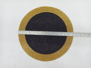 Elegant <b>Beaded</b> Charger <b>Placemat</b> Round Black Gold Table Mat Handmade Luxury Dining Decor Wedding Centerpiece - Product Image 4