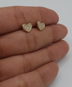 Pendientes de Oro Sólido de 14K con Diamantes Cultivados en Laboratorio de 0.20 Ct, Certificados por IGI, Diseño de Corazón en Racimo, para Mujer, Elegantes y Delicados, Ideales para Fiestas - Product Image 5