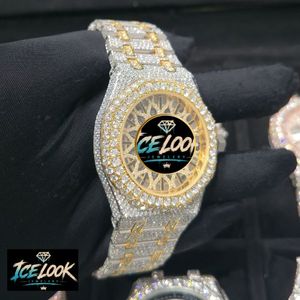 นาฬิกาข้อมือผู้ชาย ICE LOOK หรูหรา ตัวเรือนสแตนเลสสตีล ขนาด 40 มม. หน้าปัดทรงกลม ระบบควอตซ์ พร้อมหน้าปัดแซฟไฟร์ และสายประดับเพชร - Product Image 1