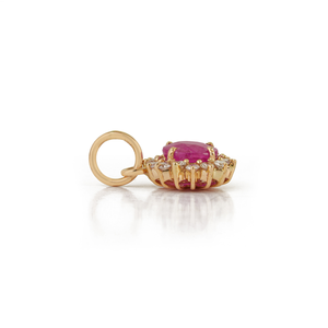 Colgante minimalista de oro amarillo puro de 14 quilates con rubí y diamante de corte redondo, piedra preciosa natural, para regalo de mujer. - Product Image 5