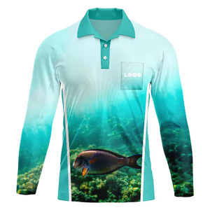 Wholesale Sublimation Printed <b>Long</b> <b>Sleeve</b> Polo Shirt UV Sun Protection Breathable Quick Dry <b>Golf</b> Fishing Workwear OEM Custom - Product Image 4
