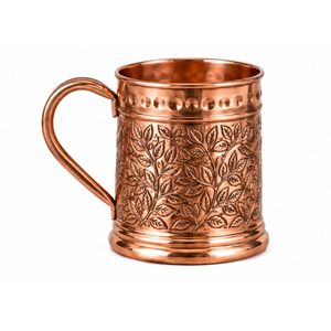 Lot de tasses en cuivre pur à motif chevrons, gravées, pour Moscow Mule, avec design feuille, pour la restauration - Product Image 3