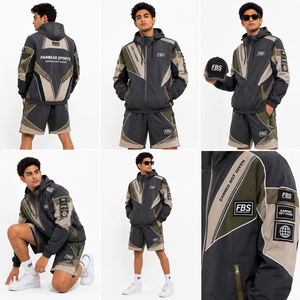 Ensemble de veste coupe-vent à capuche et short pour homme, uni, léger, respirant, écologique, décontracté, deux pièces, vêtements de sport, survêtement d'hiver - Product Image 5