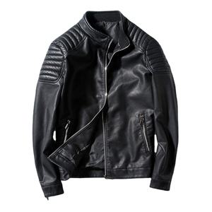<b>Men's</b> Customizable Genuine Sheep Skin <b>Leather</b> Jacket with Stand Collar Winter <b>Bomber</b> in Black & Grey Fur <b>Leather</b> Jacket for <b>Men</b> - Product Image 1