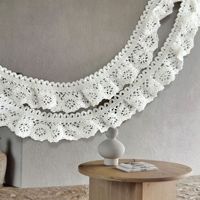 Ruban de dentelle crochetée blanc ivoire à volants floraux pour la couture de vêtements, la décoration textile de la maison et les loisirs créatifs