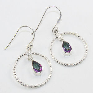 Wholesale Natural Mystic Topaz <b>Earrings</b> 925 Sterling <b>Silver</b> Handmade Mystic Topaz Open Circle Drop <b>Dangle</b> <b>Earrings</b> - Product Image 2