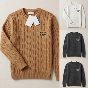 Luxury Old Money Knitted Sweater Men Woven Anti-Wrinkle Winter <b>Pullover</b> Custom Logo Embroidery Long Sleeve Oversized Knit <b>Jumper</b> - Product Image 3