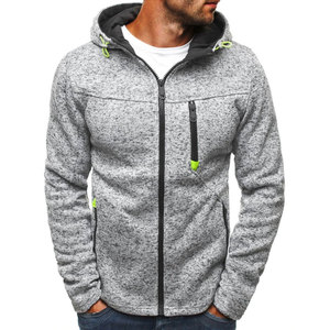 Sudadera con capucha y cremallera de invierno Premium Inland Industries |   Sudadera de Forro Polar Grueso Color Gris Melange para Hombre, Ropa Deportiva Informal |   Regular - Product Image 2