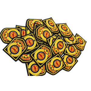 Custom 3D Gold Bullion Embroidered Shield Shape <b>Sew</b>-On Badge with Beads and Safety <b>Pin</b> Premium College Uniform Emblem - Product Image 4