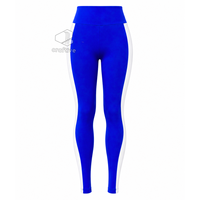 Ensemble de sport pour femmes Zeta Phi Beta, bleu, avec panneaux latéraux contrastés blancs, veste zippée intégrale, leggings taille haute, ensemble de vêtements de sport