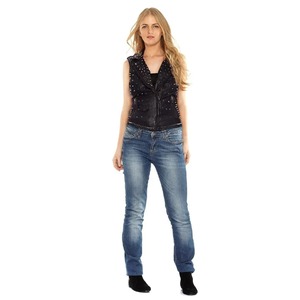Chalecos de Cuero Genuino para Mujer, Impermeables y Resistentes al Viento, Chaleco de Cuero con Cuello en V para Mujer - Product Image 3