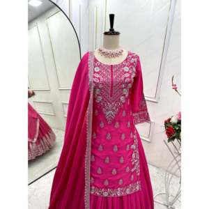 ชุด lehenga และ dupatta ที่สวยงามสำหรับงานปาร์ตี้สวมใส่เครื่องประดับที่สง่างามของชนเผ่า - Product Image 3