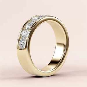 Anillo de boda personalizable para hombre/unisex de plata 925 con moissanita engastada en bisel, chapado en oro rosa, estilo hip hop para rapero certificado - Product Image 4