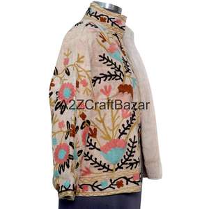 Veste TNT en gros avec broderie à la main, volants et motif floral, col en V, en coton, décontractée, pour l'hiver/le printemps, idéale pour les fêtes - Product Image 4