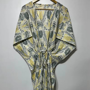 Vestido Kaftán sin Mangas de Algodón con Estampado Floral Tropical Digital para Mujer, Estilo Casual de Verano, Disponible en Asia Pacífico - Product Image 1