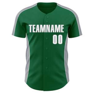 เสื้อเบสบอลสีเขียวขาวพรีเมียม ผ้าโพลีเอสเตอร์ 100% ตาข่ายเบิร์ดอาย ติดกระดุมเต็มตัว ปักโลโก้ ชื่อทีม และหมายเลขผู้เล่นตามสั่ง - Product Image 2